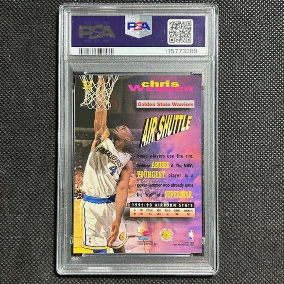1993 Stadium Club RC ROOKIE Chris Webber Frequent Flyers UPGRADES #352 PSA 8 - Picture 2 of 2